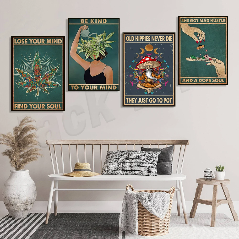 ملصق She Got Mad Hustle and A Dope Soul Trippy Hippie، ملصق Be Kind To Your Mind، ملصق مخدر، هدية لفتيات الهبي، #2