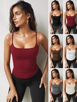 Solid color new sleeveless square neck sexy suspender for foreign trade women's clothing