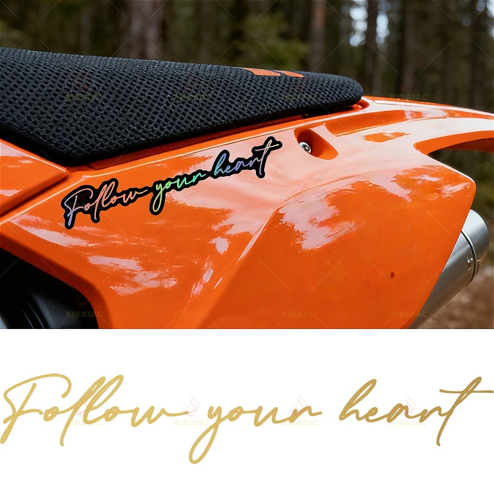 2Pcs Follow Your Heart Script Waterproof Stickers, Decals for Motorcycle Helmet Car Window Bike Decor