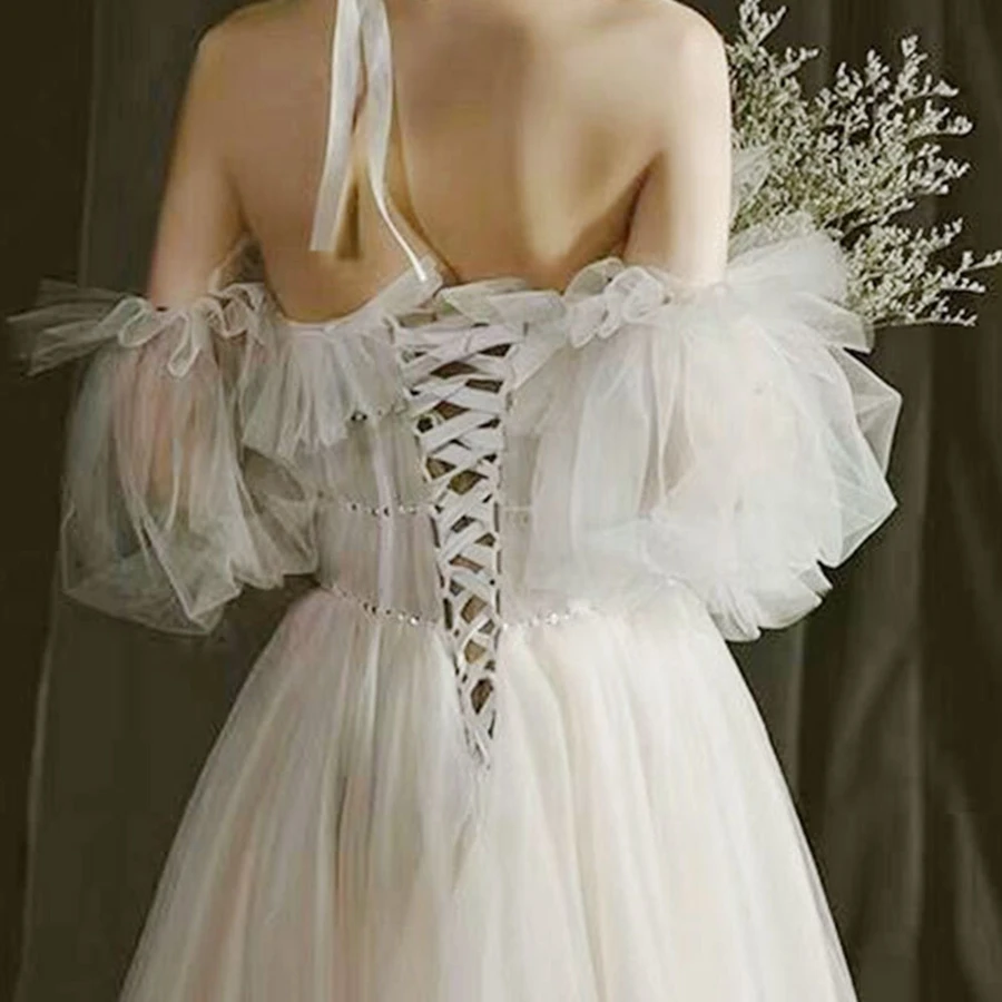 New Arrival White Black Champagne Wedding dress Sleeve Puffy Removable Bridal sleeves Soft Tulle Wedding Accessories