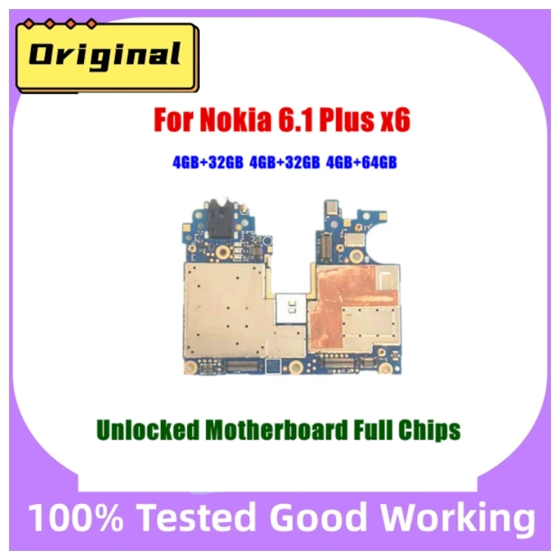 

Unlocked Mobile Electronic Panel For Nokia 6.1 Plus x6 Mainboard Motherboard Circuits Logic Board With Global Firmware