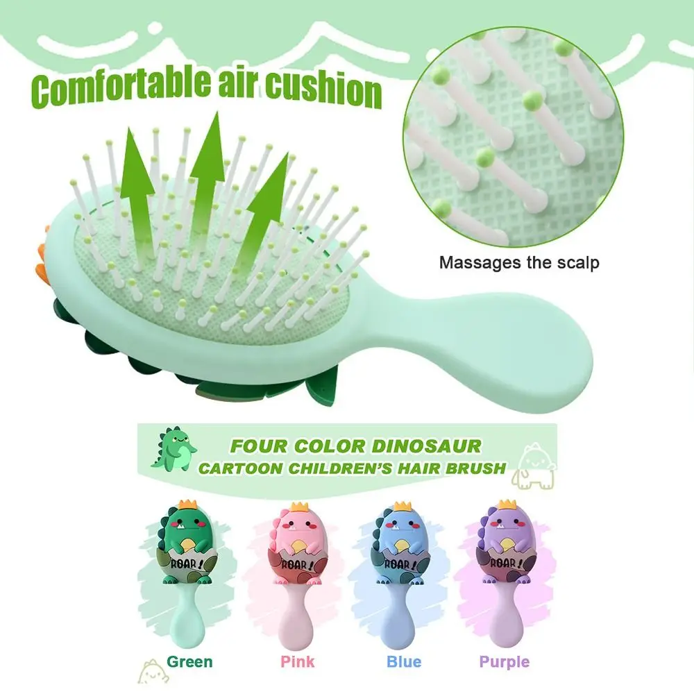 Mini Dinosaurs Hair Brush Travel for Boys and Girls Baby Hair Detangling Brush Massage Hair Brush with Air Cushion