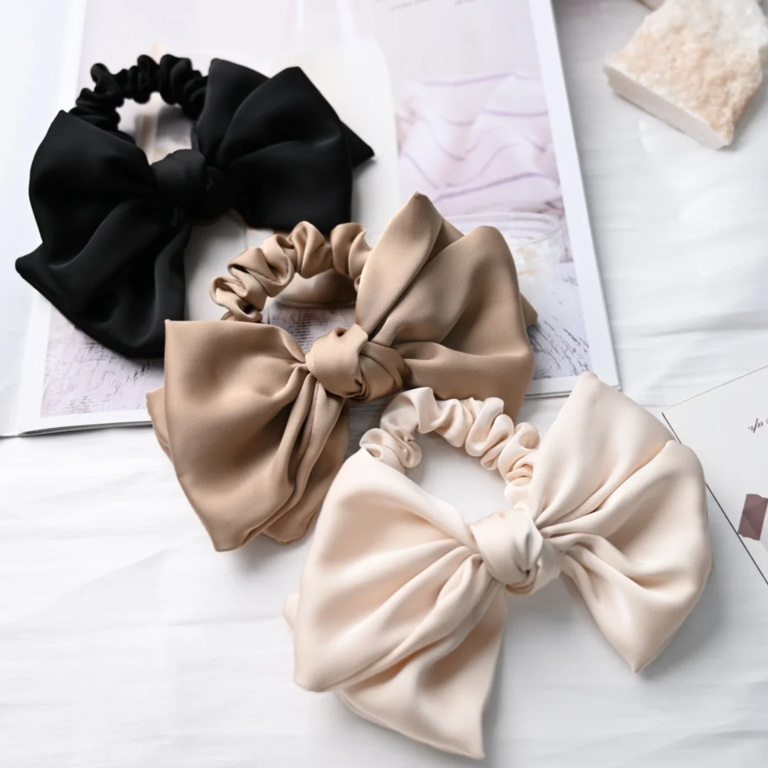 

Bowknot Hairties With Smooth Fabric Hairbow For Pony Hair Headwear Elegant Hair Accessories Korean Fashion Scrunchies Elastic
