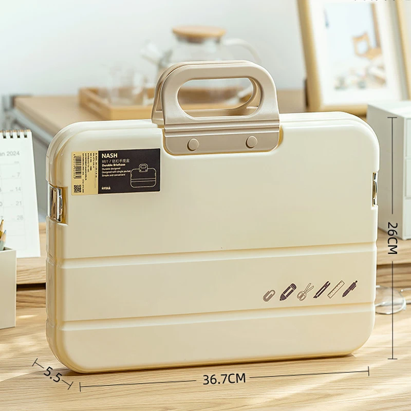 

A4 Plastic File Folder with Lock - Waterproof Document Bag, Portable Box File for Office School Supplies, Multi-Purpose Pencil C