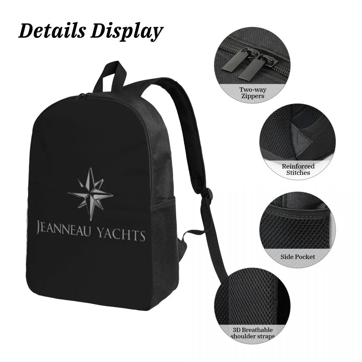 Jeanneau Yachts Backpack Student Boys Girls BookBag School Bag Computer Shoulder Bags 3ps Insulated Lunch Bag Pencil Case