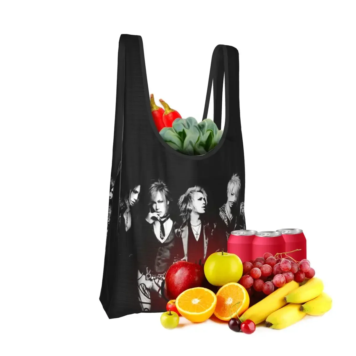 Japan Rock The Gazette Band Portable Tote Shopping Bags Foldable Shopper Bag Groceries Handbag Shoulder Bag