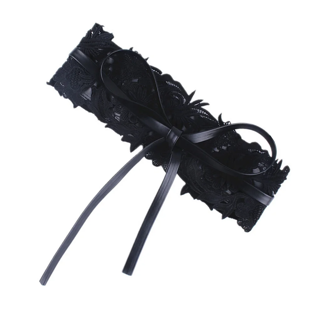 

1 pc Hollow-Out Lace Waist Belt Black Adjustable Wide Belt For Dress Sweater Stylish Women Fashionable Lightweight Multipurpose