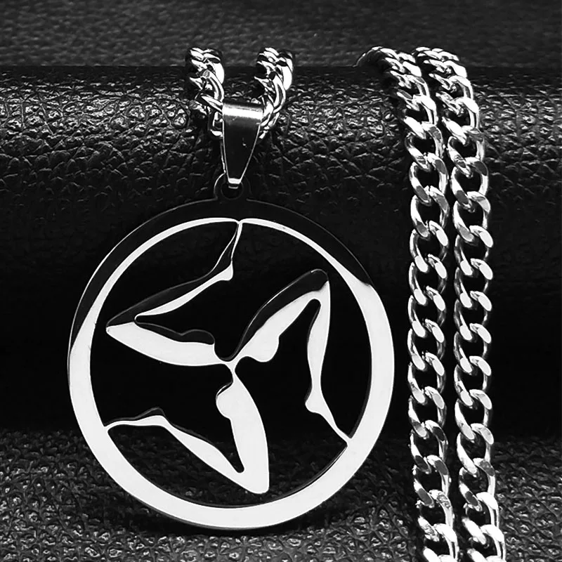 Griechischer Triskelion Triskele Anhänger irische Halsketten Edelstahl altes Symbol sicily Halskette Teen Wolf Schmuck Geschenk n3387s03 – Detail 4