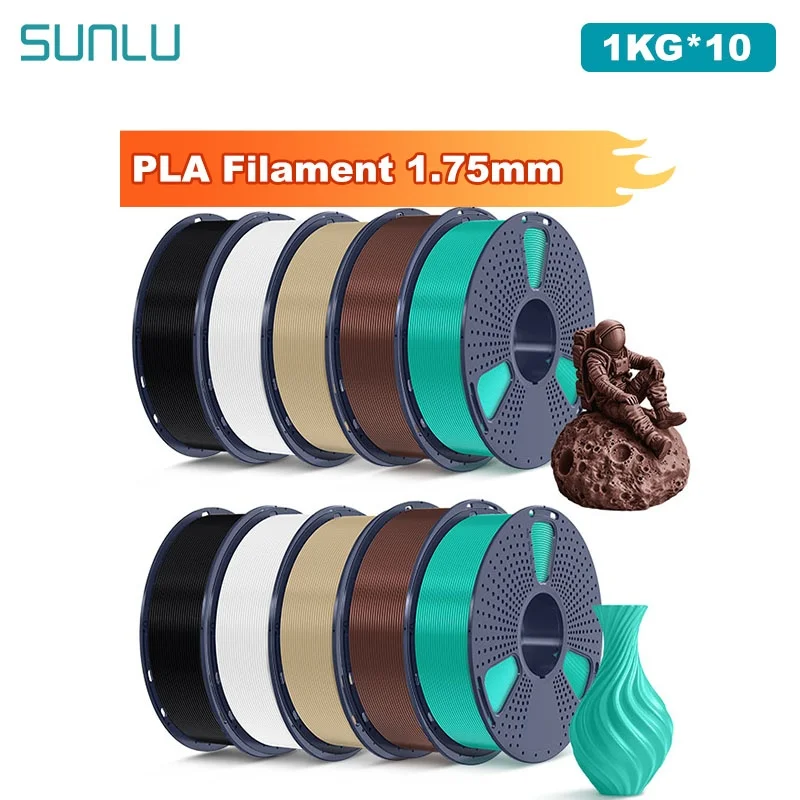 

SUNLU 10KG PLA /Clear 3D Printer Filament 1.75mm 1000g Spool (2.2lbs) Neatly Arranged No Knot Filament Fit Most FDM Printer