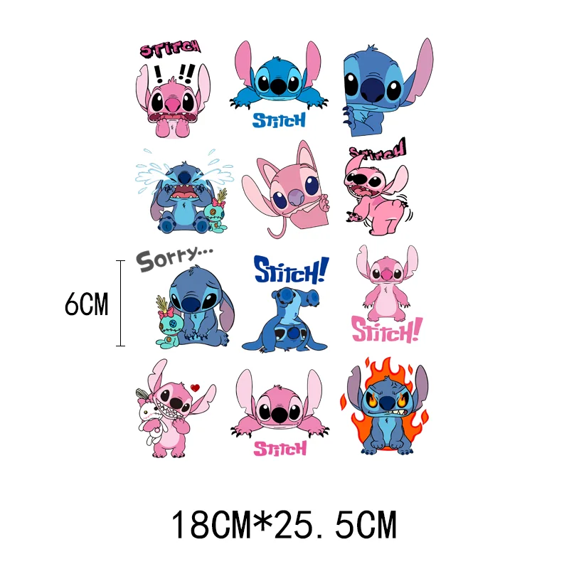 12Pcs/Lot Ironing Applications Disney Iron On Adhesive Patches For Children\'s Clothes Kids Heat Thermal Transfer Fusible Sticker