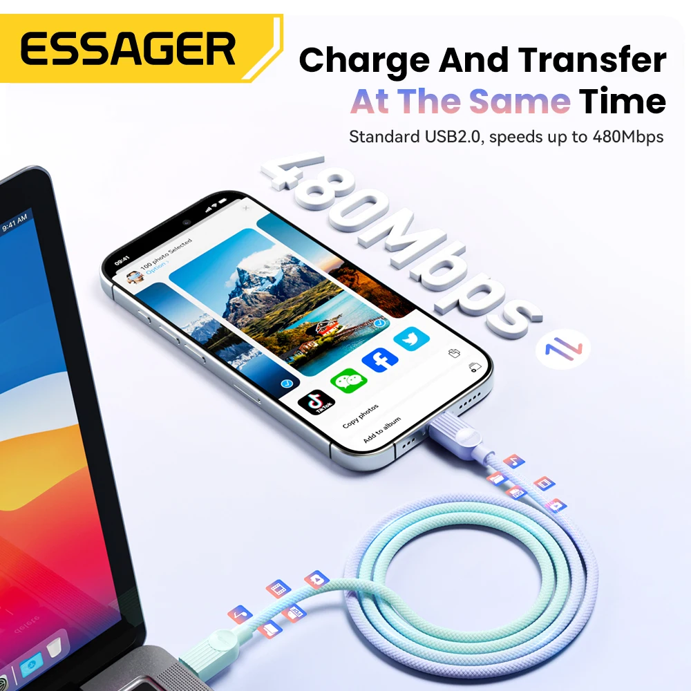 Colorful USB-C to USB-C Cable, PD 60W Fast Charging Supported 6