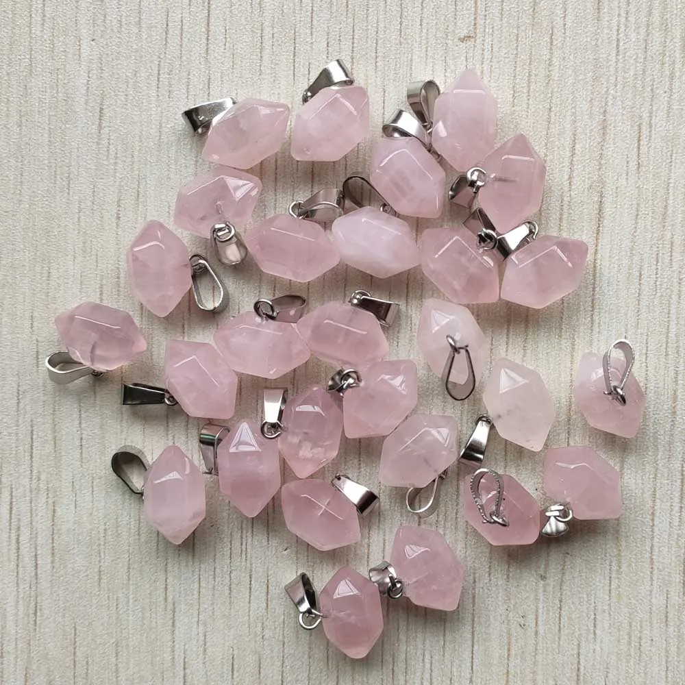 

Wholesale 24pcs/lot fashion natural rose quartz stone pillar point pendants for jewelry Accessories making gift free shipping