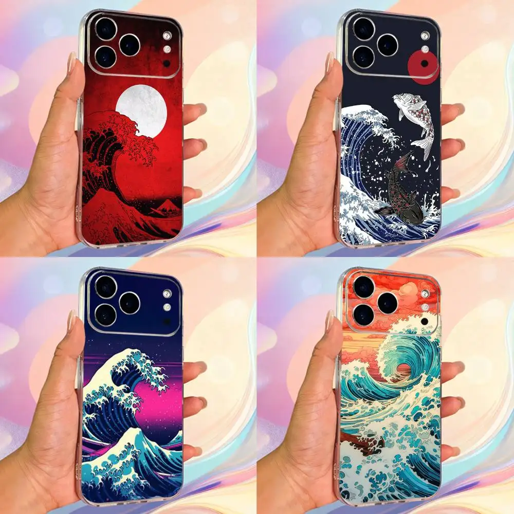 

Style Wave Japanese Painting Phone Case For iPhone 14,13,12,11,17,16,15,Pro,Max,Plus,X,XS,XR,SE,Mini Transparent Soft Cover