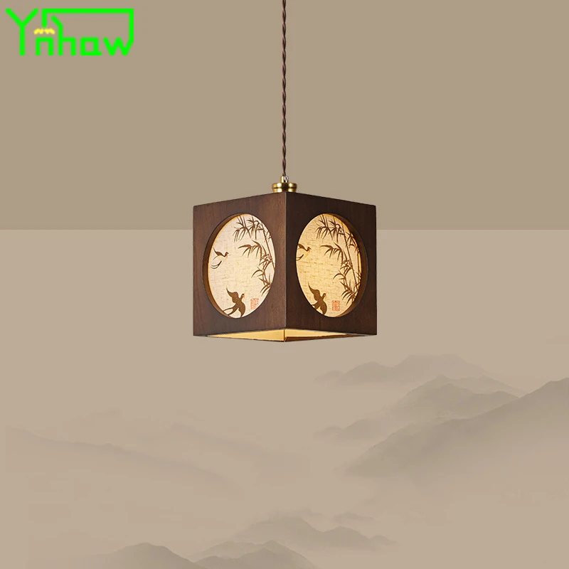 Mid Century Modern Bedside Pendant Lamp French Bedroom Long Cord Lighting Song Dynasty Aesthetics Retro Café Pendant Light