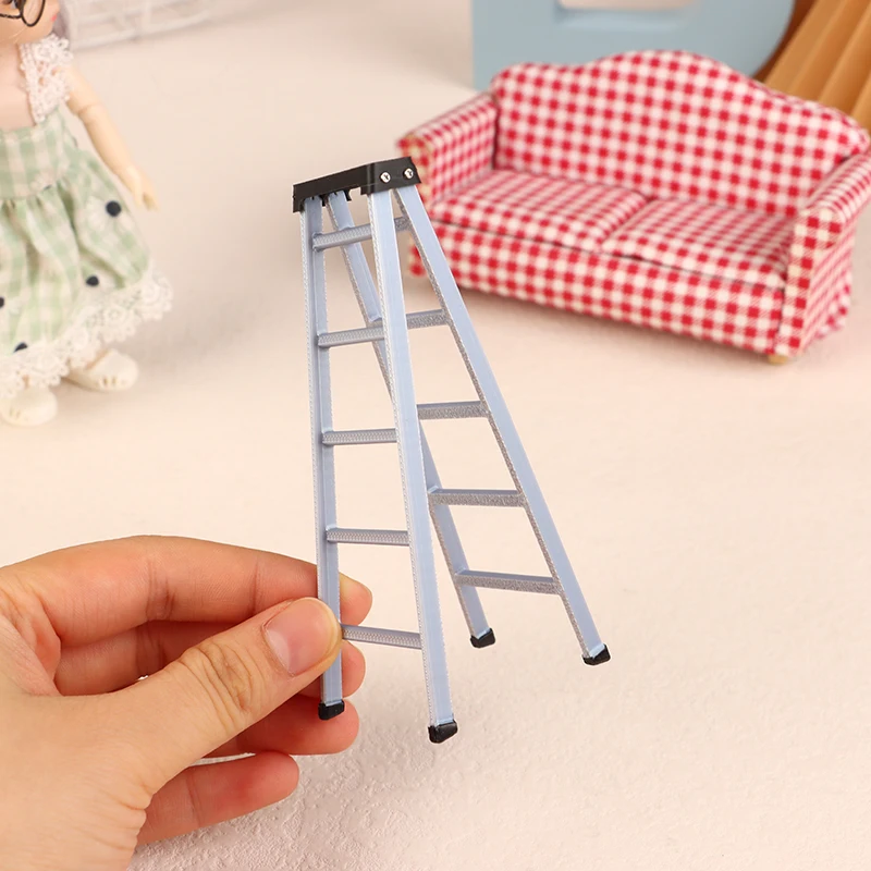 Dollhouse Ladder 1 12 Scale Miniature Wooden Ladder Tiny Furniture Model Accessory for Doll House Decor Scene Fairy Garden