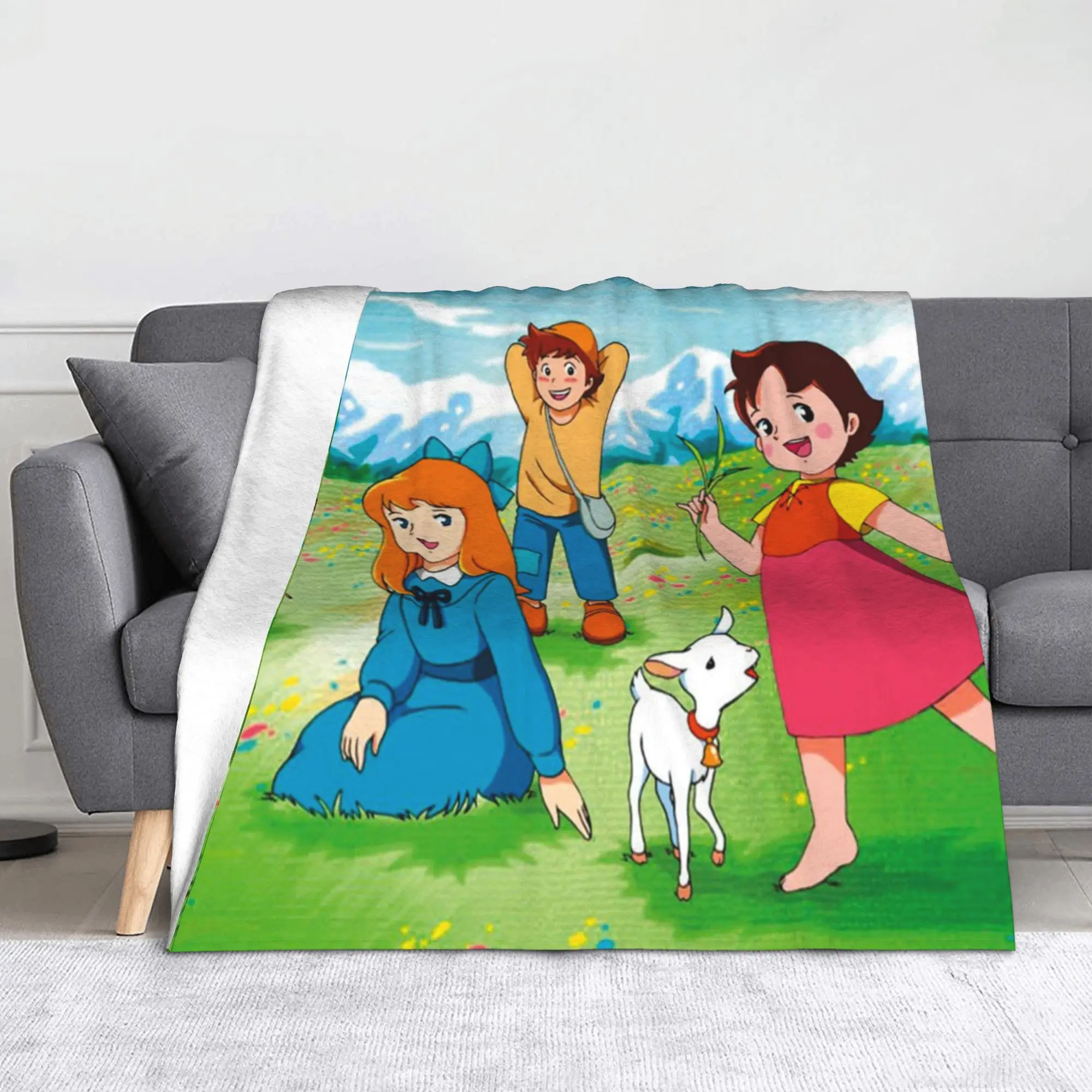 هايدي فتاة جبال الألب المرجان الصوف رمي بطانية الكرتون أنيمي للفراش بطانية محبوكة السفر خفيفة الوزن متعددة الوظائف #1