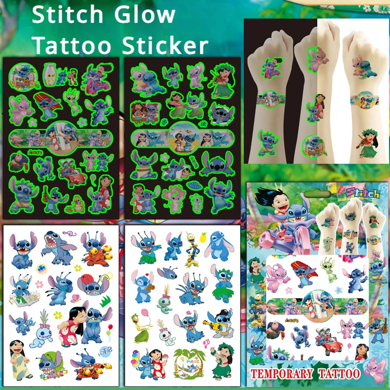 4 buah stiker tato Lilo Stitch kartun lucu stiker tato Transfer air stiker sekali pakai stiker tato Lilo Stitch hadiah