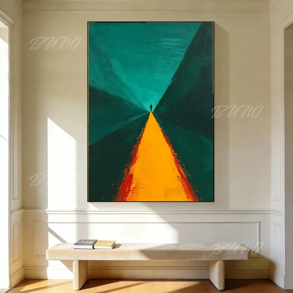 100% Handmade Abstract Oil Painting Original Surreal Minimalist Figure Unframed Canvas Wall Art for Living Room Bedroom Decor