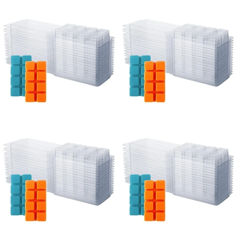 Wax Melt Containers-8 Cavity Clear Empty Plastic Wax Melt Molds-200 Packs Cubes Clamshells For Tarts Wax Melts