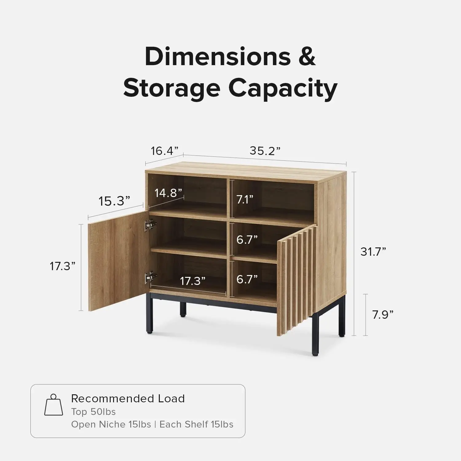 Credenza industriale rustica moderna del Buffet, porte scanalate del pannello, scaffali regolabili, gambe robuste del metallo con il livellatore per il salone