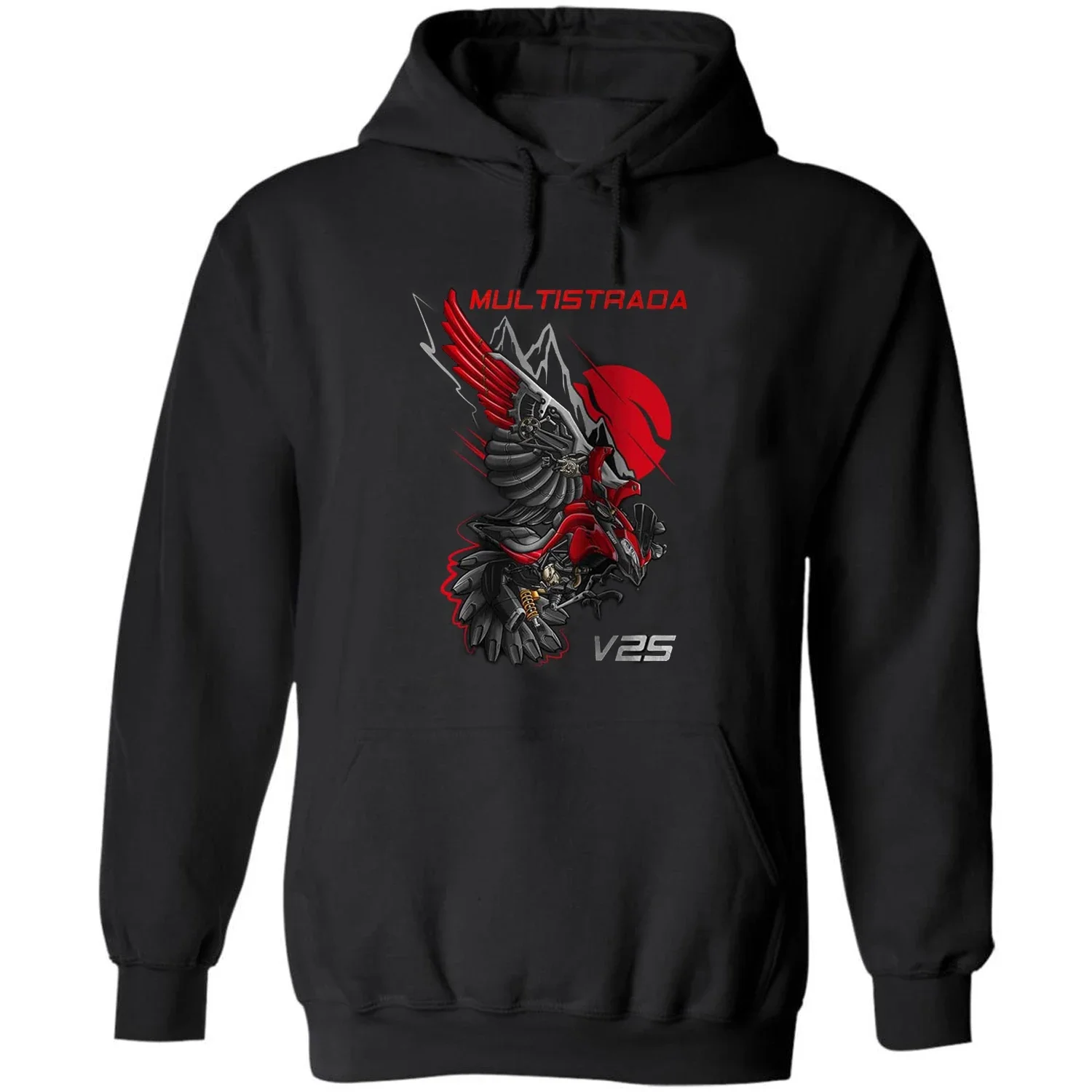 Classic Italy Motorcycle Multistrada V2 Raven Inspiration Pullover Hoodie Comfortable Cotton Casual Mens Sweatshirt Streetwear