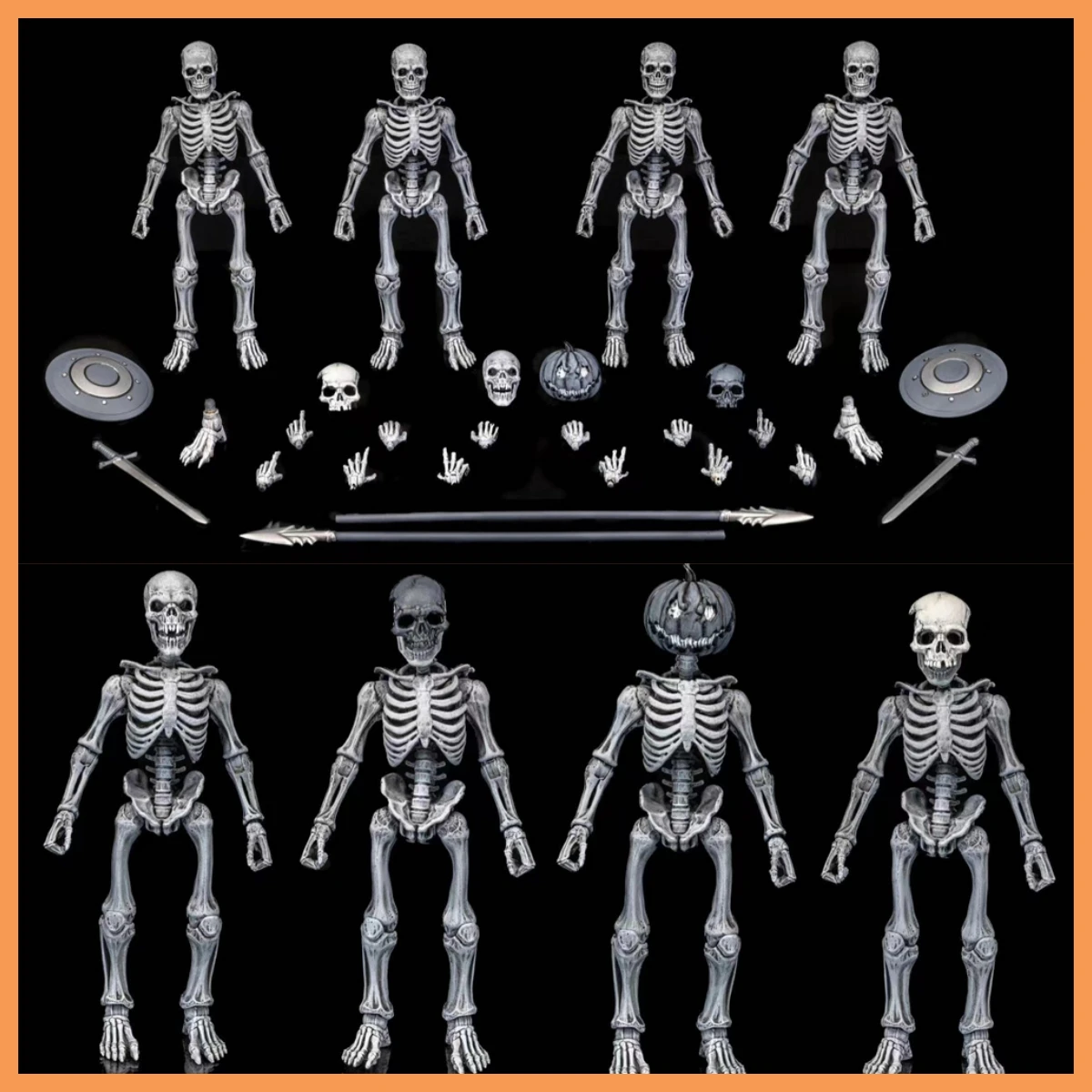 In Stock The Four Horsemen 1/12 Halloween Set Grey Graveyard Skeleton Four Person Set for 6inch Action Figure Model Toys