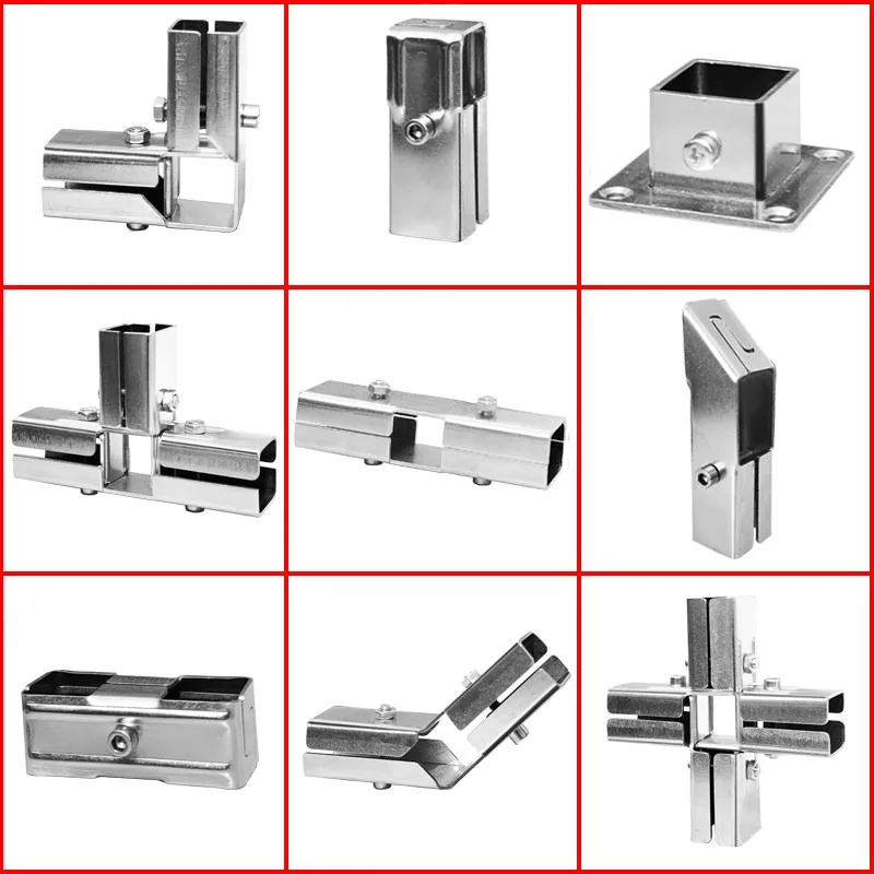 Square pipe connector, thickened stainless steel, galvanized square steel, no welding, no punching, shelf
