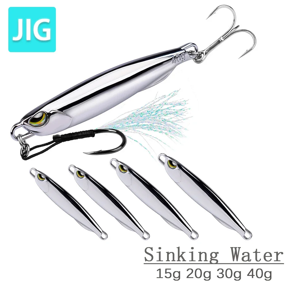 Metal Jig Lure 15g 20g 30g 40g Fishing Lures 3D Eye Silvery Wobbler Spinning Fishing Tackle Hook Swimbait  Bait Sinking Water