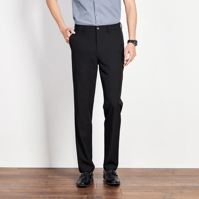 

2026Summer For Men's Thin Elastic Suit Pants Ice Silk Quick-drying Trousers Containing Mulberry Silk Men's Business Casual Pants
