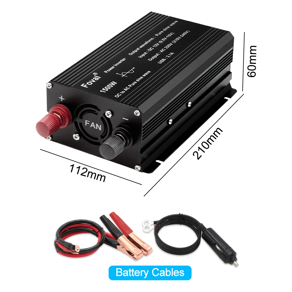 순수 사인파 컨버터 어댑터, 12V 자동차 인버터, DC12V ~ AC220V, 2200W 전압, 고전력 자동차 공급, 휴대용 인버터