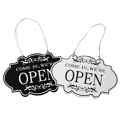 Open and Closed Business Signs Hanging Shop Open Sign with Rope for Door Window