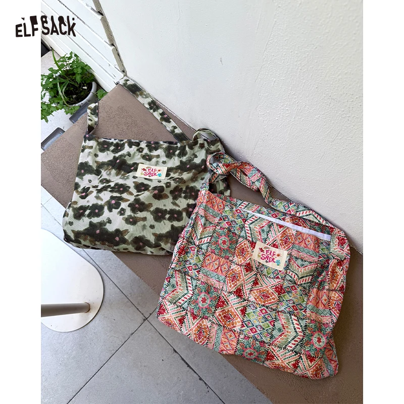 

ELFSACK 2025 Autumn New Arrival Bohemian Vacation Style Full Print Shoulder Bag For Woman