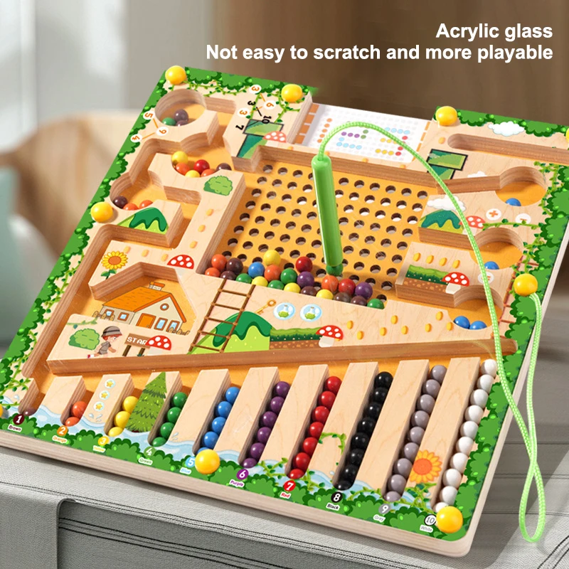 Jeu éducatif Montessori ; Jouet de comptage et de classification magnétiques ; Ensemble de planches de puzzle labyrinthe coloré