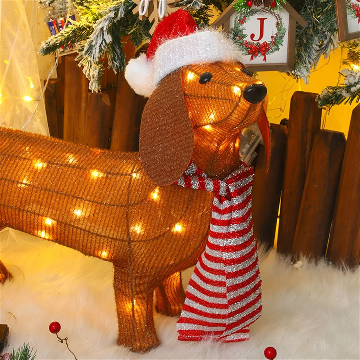 Dachshund-Themed Christmas Lights, Shiny Holiday Decor