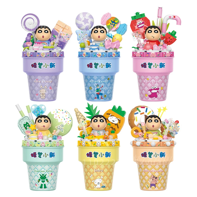 

2025 New Crayon Shin Chan Building Blocks Cartoon Fruit Ice Cream MINI Particle Assembly Model Desktop Scene Toy Children's Gift