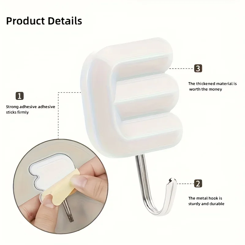 3 قطع من خطاف الحائط البلاستيكي على شكل حرف LOVE لا يتطلب الحفر، ديكور مثبت على شكل قلب، تخزين مثبت على الحائط