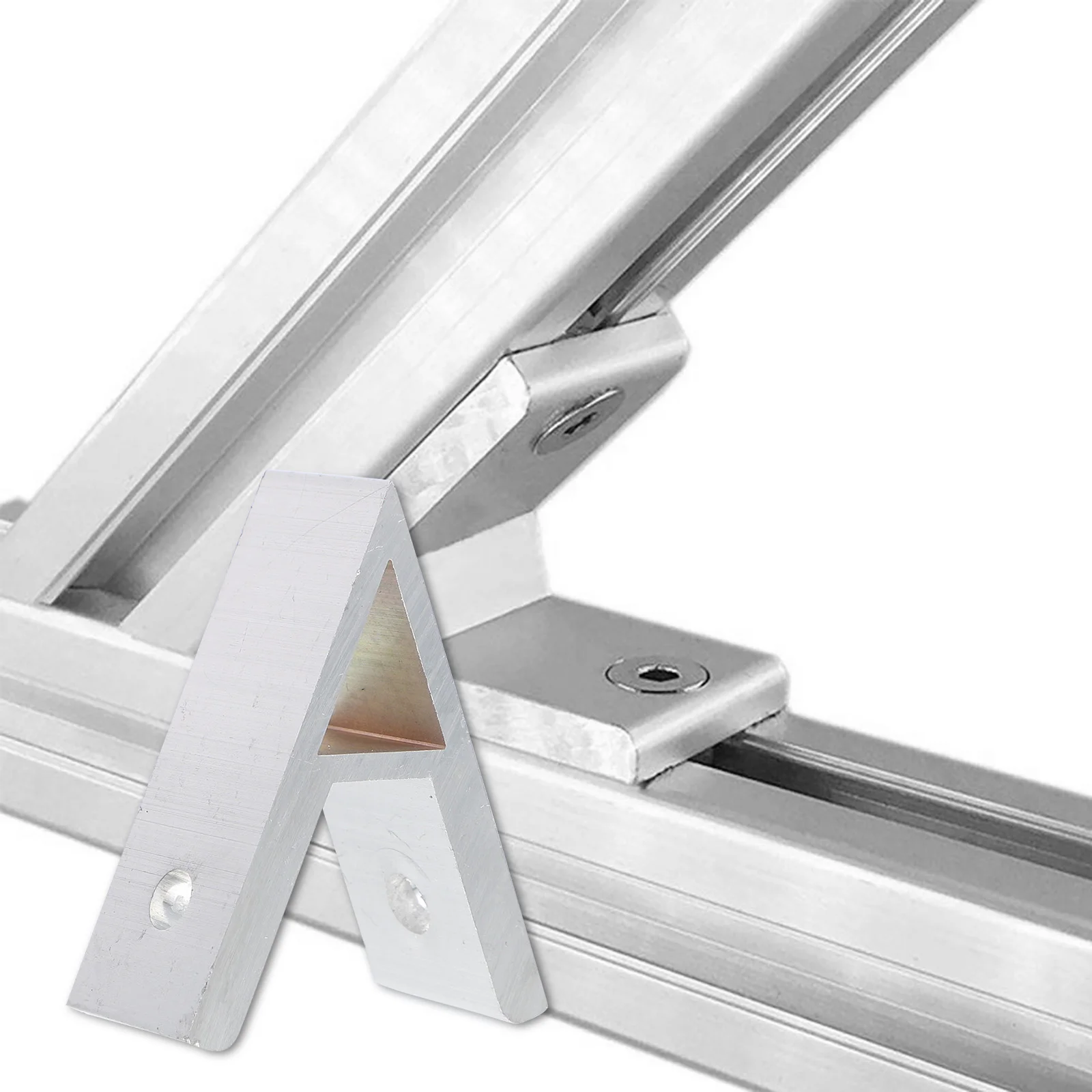 5 soportes de esquina soporte de 45 grados código de ángulo conector de perfil de aluminio plateado