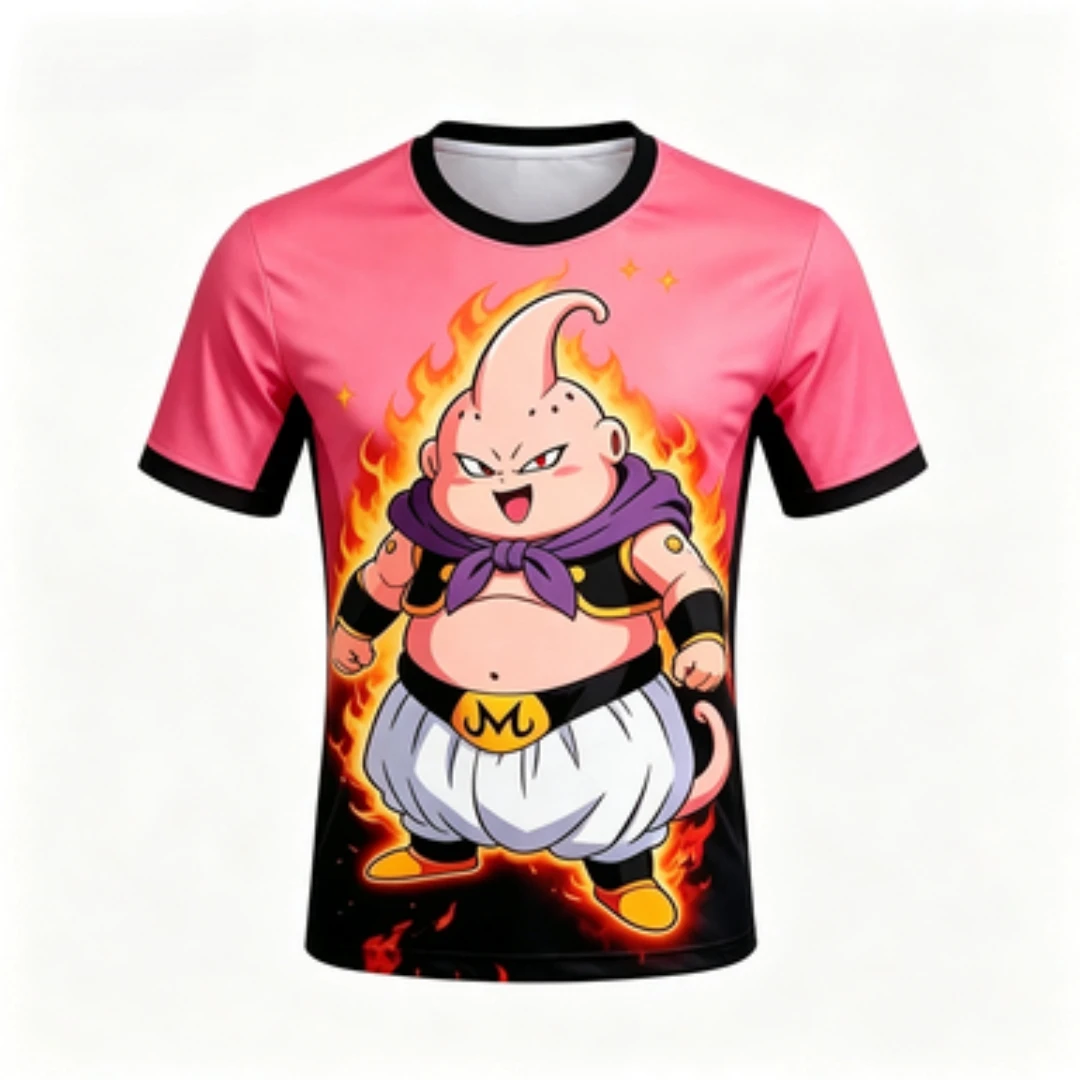 Dragon Ball Z Magic Man Buou Printed T-shirt Quick Drying Anime Flame Pattern Number 10 Wukong Sports Jersey