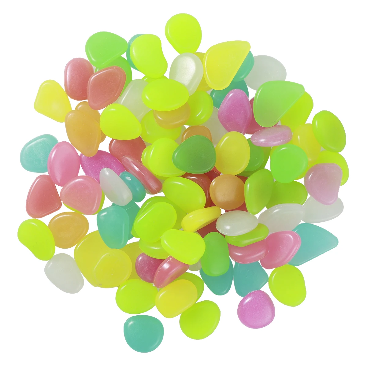 

100 Pcs Glow in Dark Pebble Stones Colorful Cobblestone for Aquarium Fish Tank Vase Garden Decoration