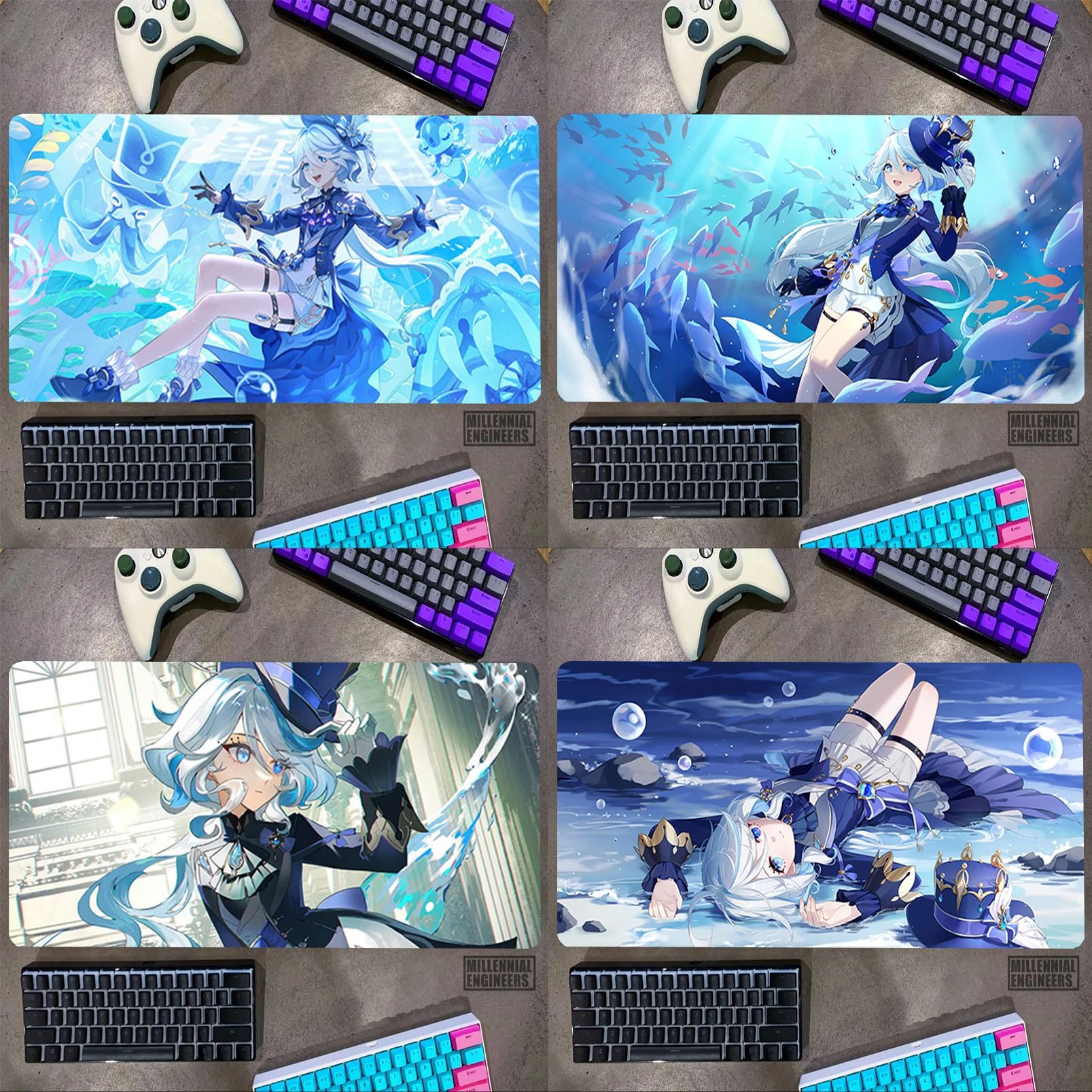 

Genshin Impact Game Furina Mouse Pad Desk Mat Office Accessories Mousepad Gamer Keyboard Gaming Mats Big Mousepepad Extended Xxl