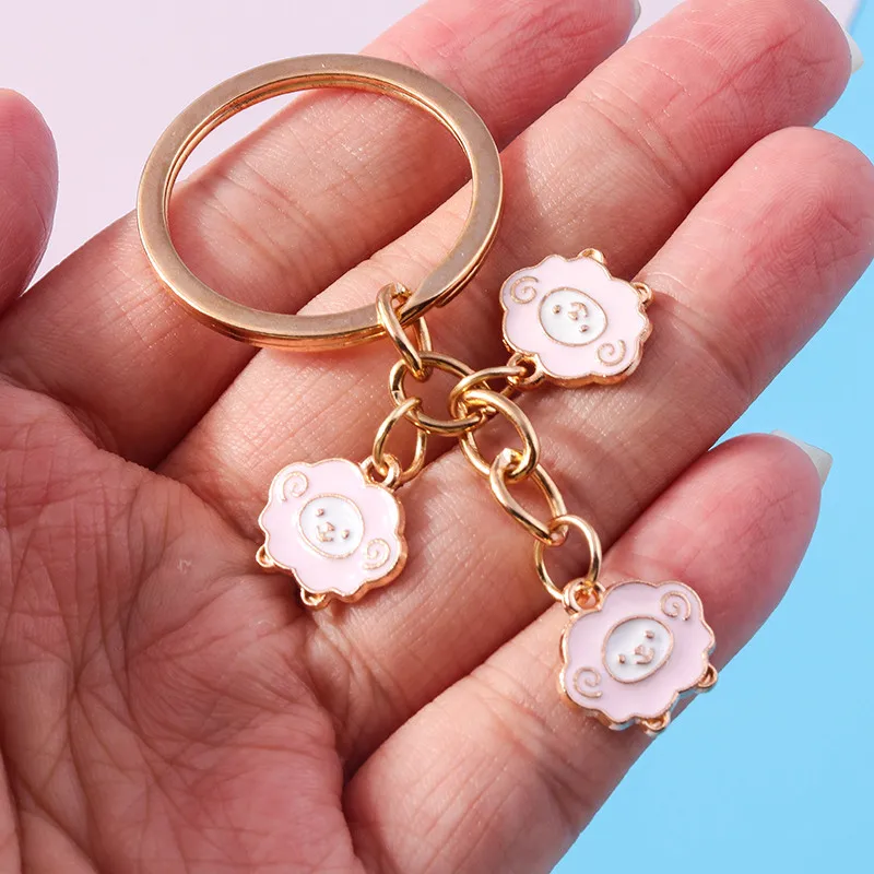 Aihua Niedlicher Emaille-Schaf-Schlüsselanhänger, Tier, Schaf, Ziege, Schlüsselanhänger, Anhänger für Autoschlüsselhalter, Frauen, Mädchen, Handtasche, Dekor, DIY-Schmuck – Detail 5