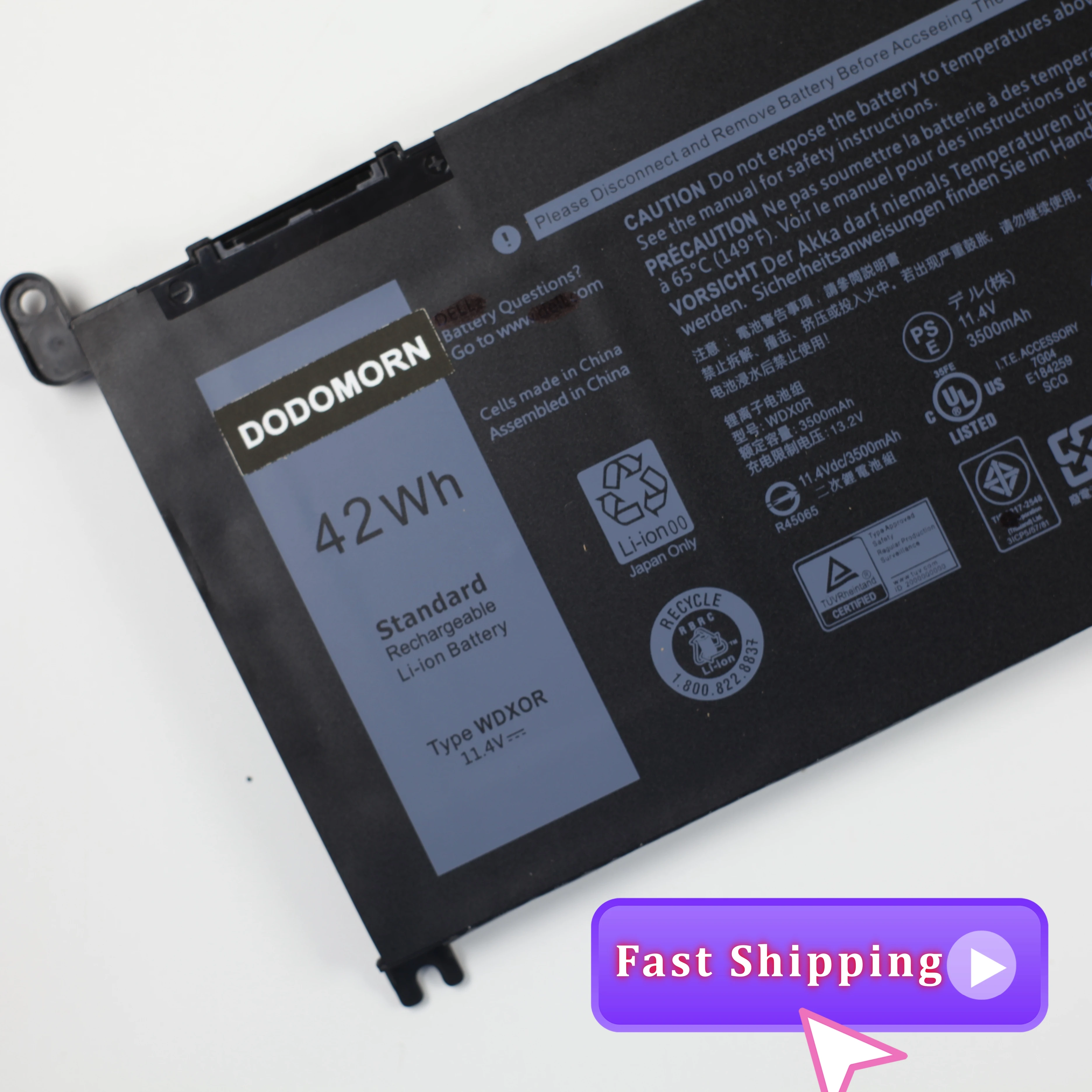 High quality WDX0R WDXOR Battery for Dell Inspiron 13 5368 5378 7368 7378 14 7460 7472 15 5565 5568 5578 7560 7570 7579