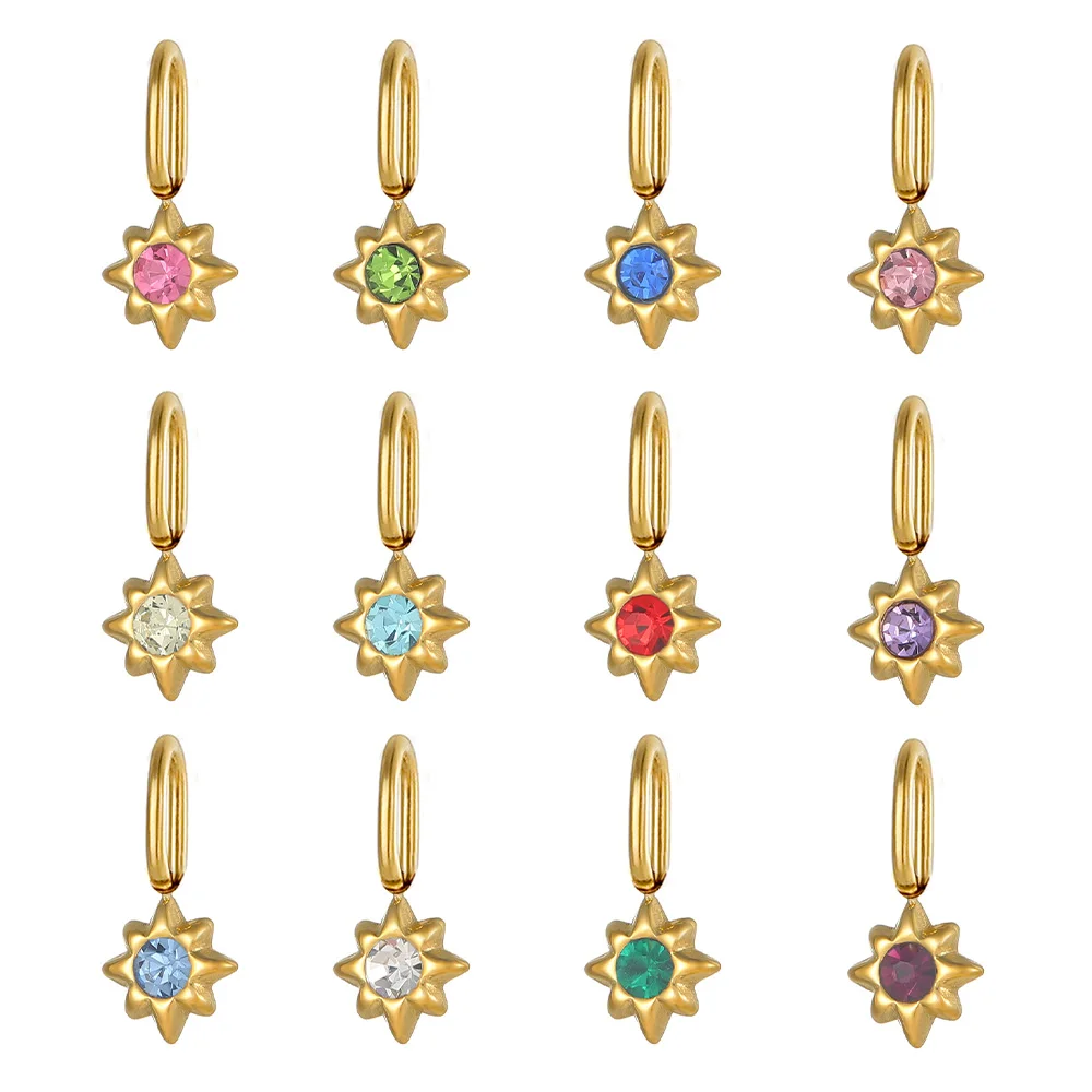 CARLIDANA New Classic Element DIY Charm Necklace Stainless Steel Star Pendant Shiny Rhinestones Fashion Bracelet Earrings
