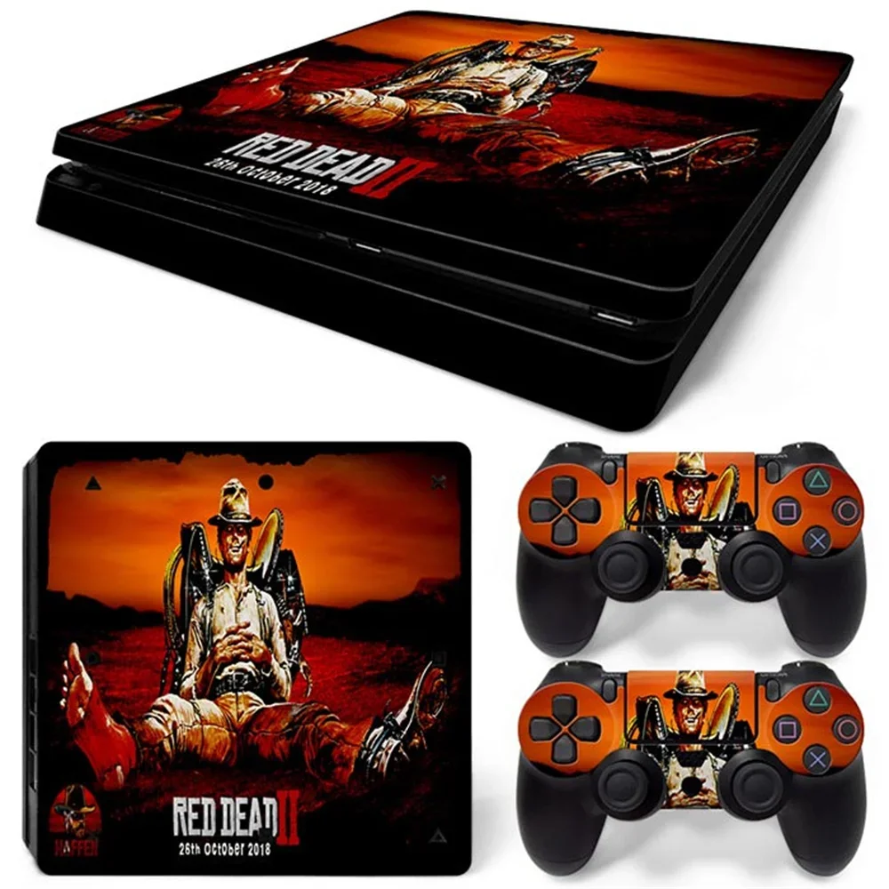 Red dead redemption 2 Best Sell Design Skin Sticker for PS4 Slim Console and Controllers