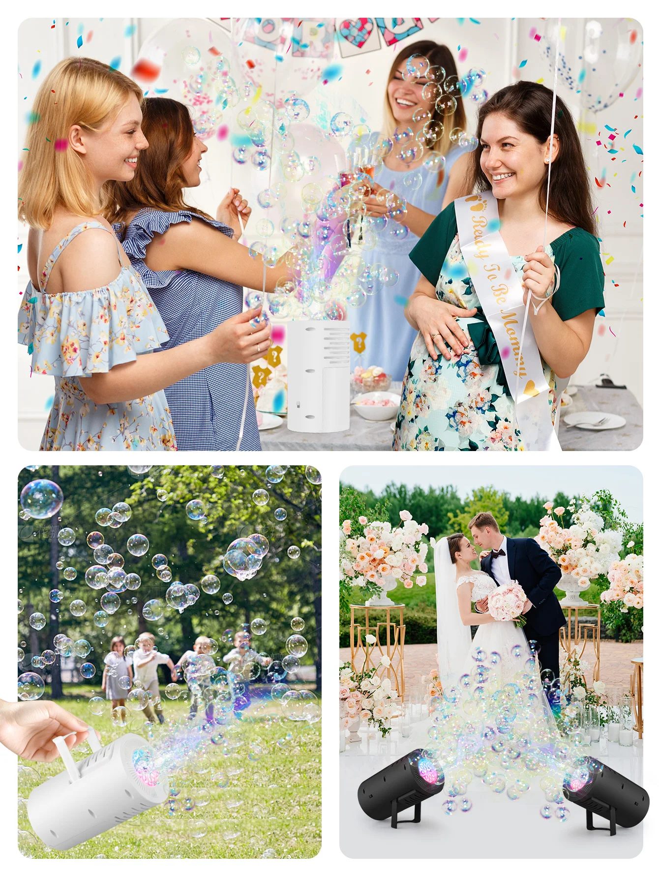 Bubbles Machine Handheld with Light Eletric Automatic Bubble Soap Blowing Toy Children Indoor Outdoor Wedding Party Props Game