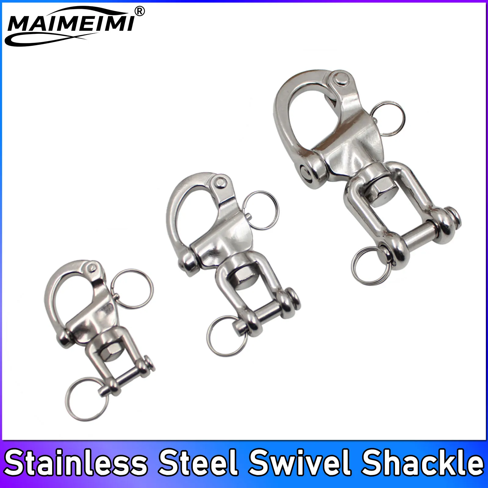 Swivel Shackle 70mm-128mm Stainless Steel Quick Release Pair Jaw Snap Shackle Swivel Design Diving Clips for Sailboat Spinnaker