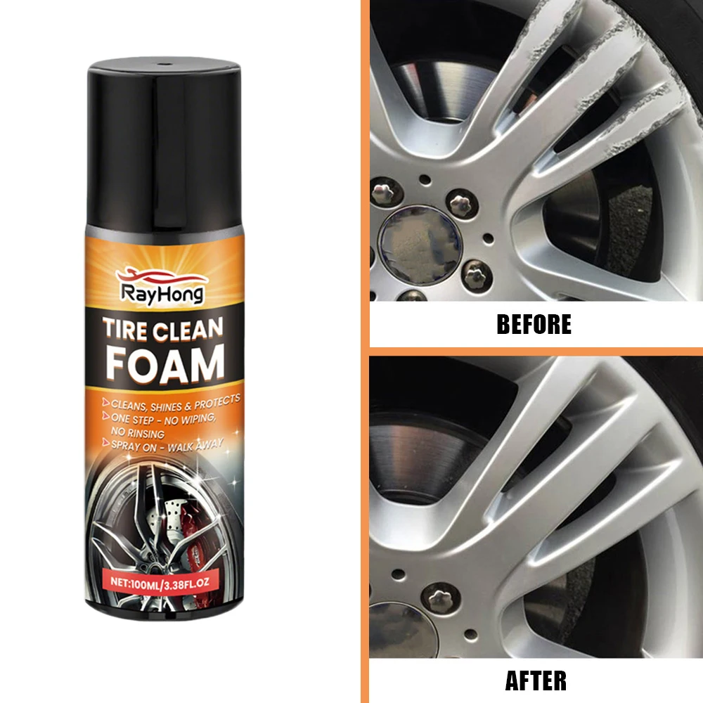 

1 шт., автомобильная 100 мл жидкость для удаления пятен в шинах, спрей для чистки поверхности колес, профессиональный блеск для мытья обода, инструмент для укрепления пыли, аксессуары