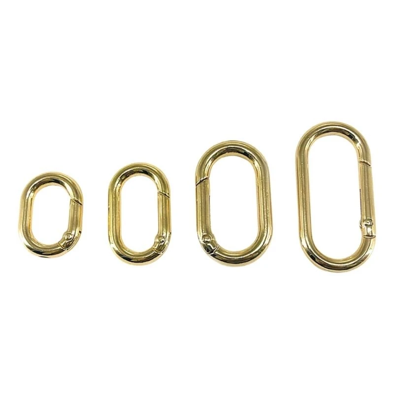 X7XC 4Pcs Metal Clip Rings for Bags and Crafts Spring O Rings Clips Handbag Purse Extender Oval Carabiner Clips Hook