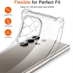 Transparent Phone Case For Samsung S25 S24 Ultra ShockProof Back Cover For Samsung Galaxy S 24 Ultra Soft TPU Case S24 + Plus