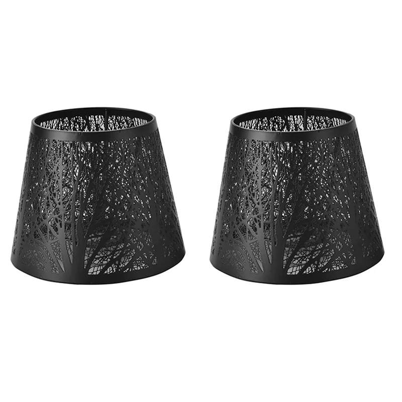 

ABUP-2X Small Lamp Shade,Barrel Metal Lampshade With Pattern Of Trees For Table Chandelier Wall Lamp Black